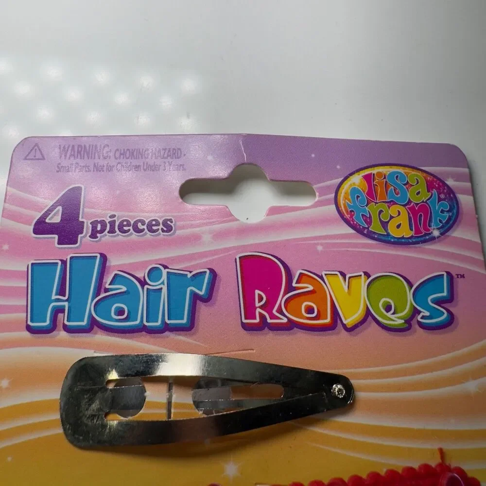 Lisa Frank Hair Raves 4 Pc Barrettes Accessory Set Sequin Flower Hair Snaps NEW